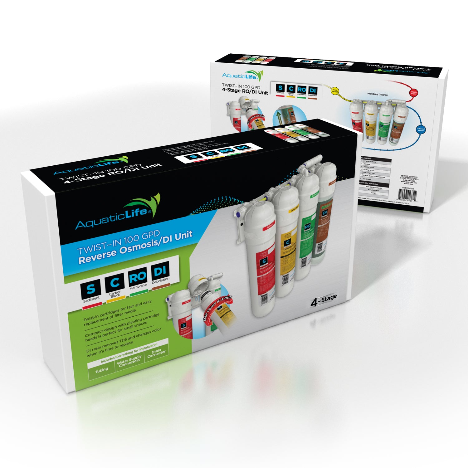 Twist-In 100 GPD, 4-Stage RO/DI Unit